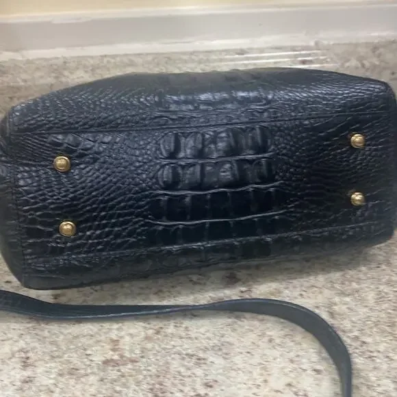 Brahmin black croc leather embossed satchel handbag - Picture 3 of 4